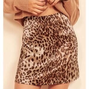 Reformation Benson Leopard Silk Mini Pencil Straight Skirt Brown Women's Size 2
